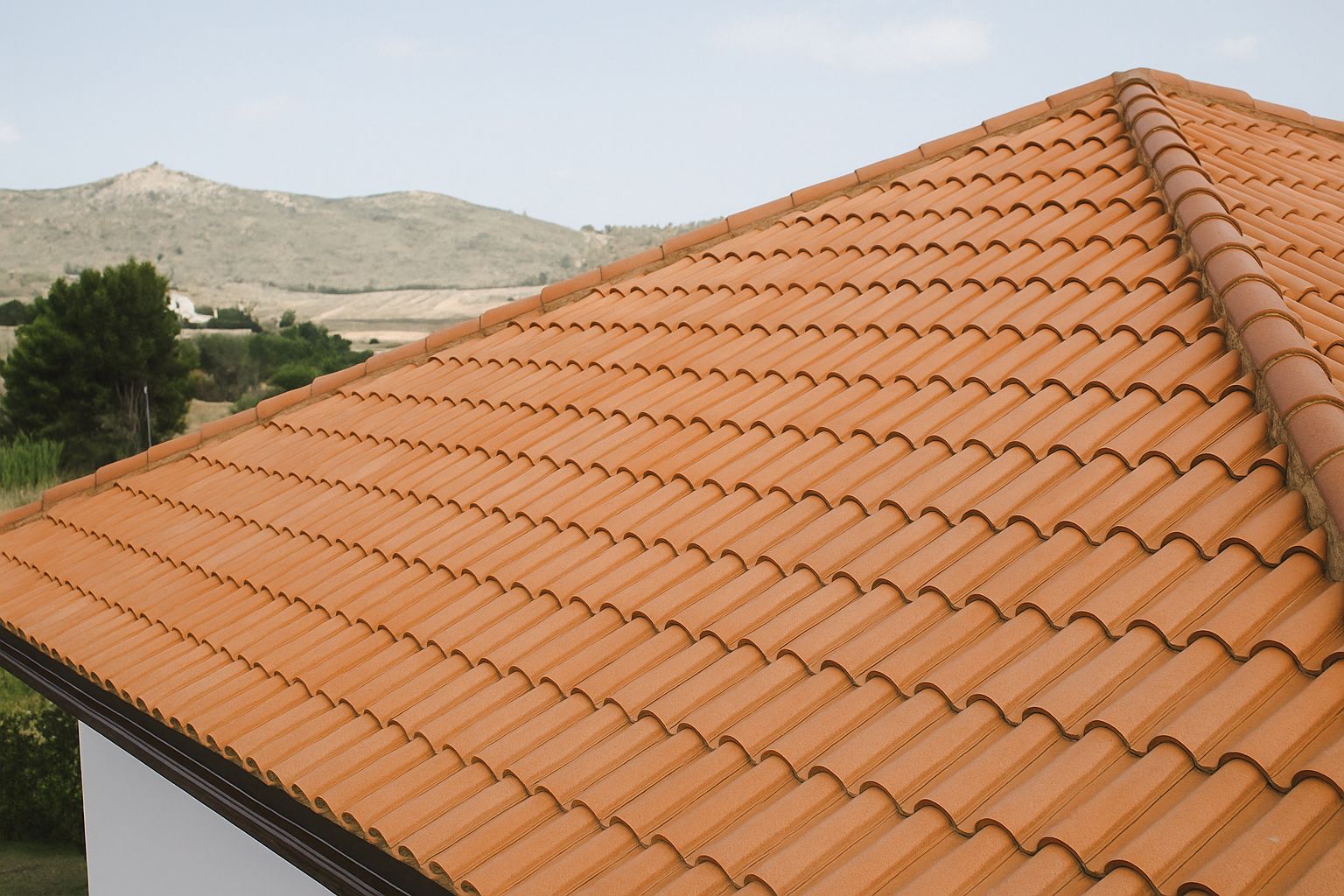 Impermeabilización de un tejado utilizando pintura de poliuretano.